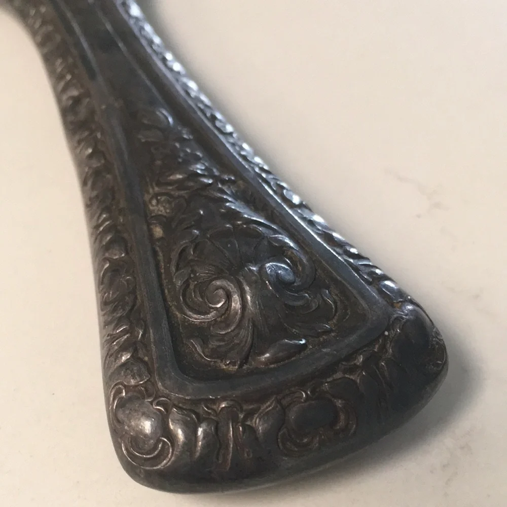 Vintage Sterling Silver & Glass Hand Mirror Antique Vanity Gift